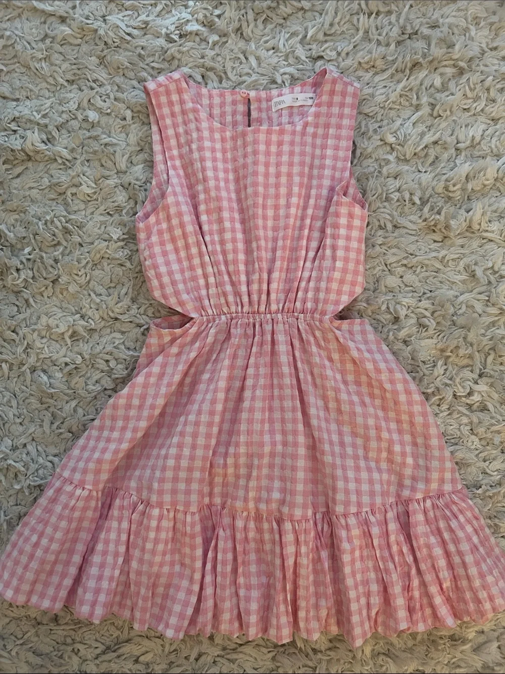 Zara Pink Gingham Cutout Waist Sundress